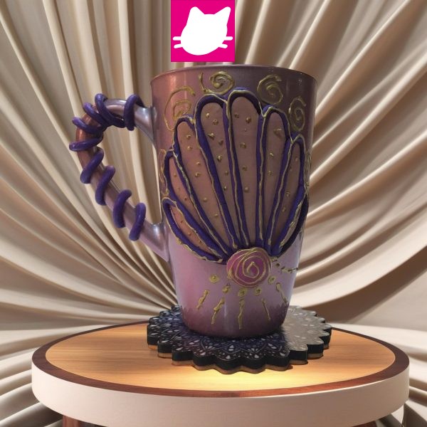 Metalik Pembe Bardak Midye Detalı Detaylı Polimer Kil Big Boy Kupa Bardak