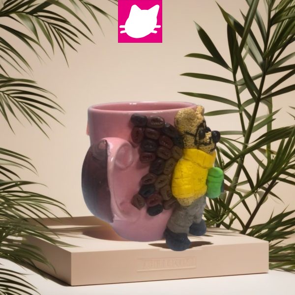 Alternative view of Kahve Çekirdeği Kanatlı Kahve İçen Ayı Detaylı  3D Kabartma Big Boy Kupa Bardak
