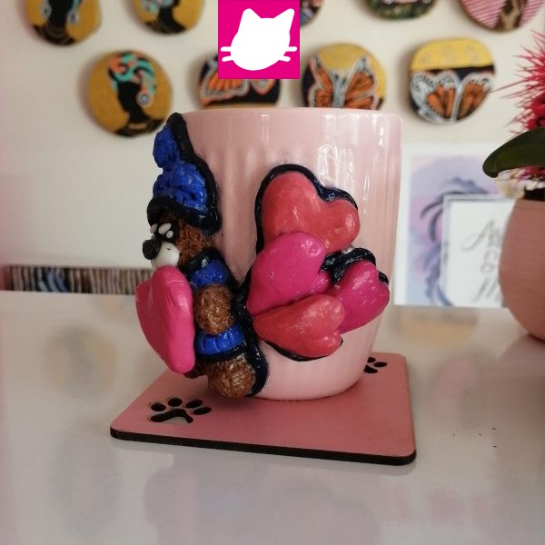 Alternative view of Sevgililer Gunu Kalpli Balon Tutan Sevimli Sevimli Ayı 3D Kabartma Kupa Bardak
