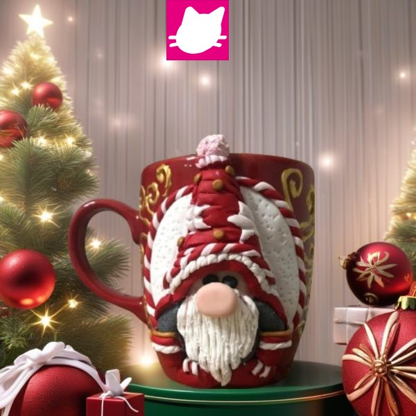 Noel Baba  Özel Tasarım Polimer Kil  Kupa Bardak