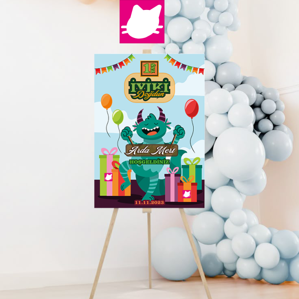 Monstrinhos Monster Konsept Doğum Günü Panosu / Karşılama Panosu Resimli 50x70 - DGNPN1068