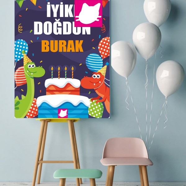 Jurassic World - Dinozorlar Konsept Doğum Günü Panosu / Karşılama Panosu Resimli 50x70 - DGNPN1020