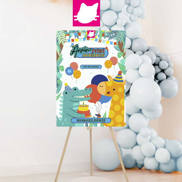 Jurassic World - Dinozorlar Konsept Doğum Günü Panosu / Karşılama Panosu Resimli 50x70 - DGNPN1066