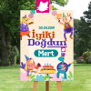 Enstrüman Saksafon Çalan Tavuk- Gitar Çalan Kaplumbaga ve Balon Tutan AYI Geyik Kardesler Sevimli Hayvanlar  Konsept Temalı Doğum Günü Panosu / Karşılama Panosu 50x70 - DGNPN1017