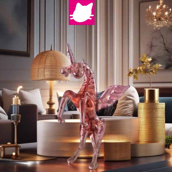 Alternative view of Pembe Kanatlı Pegasus Figürü El Yapımı Cam Biblo