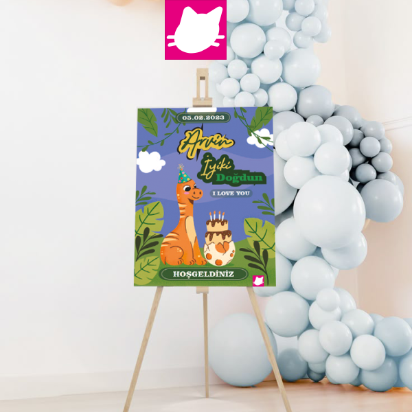 Amazon - Safari Anne Dinozor ve Yumurta Konsept Doğum Günü Panosu / Karşılama Panosu Resimli 50x70   - DGNPN1057
