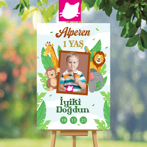 Amazon - Safari Konsept Doğum Günü Panosu / Karşılama Panosu Resimli 50x70   - DGNPN1036