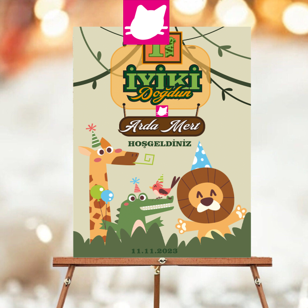 Amazon - Safari Konsept Doğum Günü Panosu / Karşılama Panosu Resimli 50x70   - DGNPN1065
