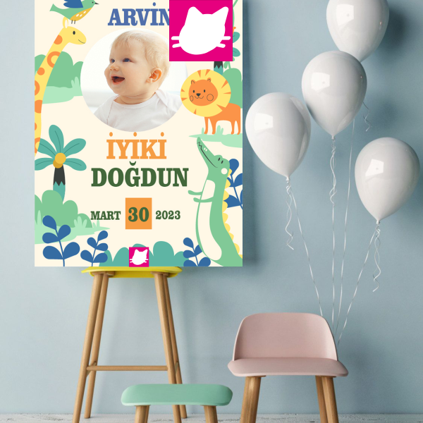 Amazon - Safari Konsept Doğum Günü Panosu / Karşılama Panosu Resimli 50x70 - DGNPN1009