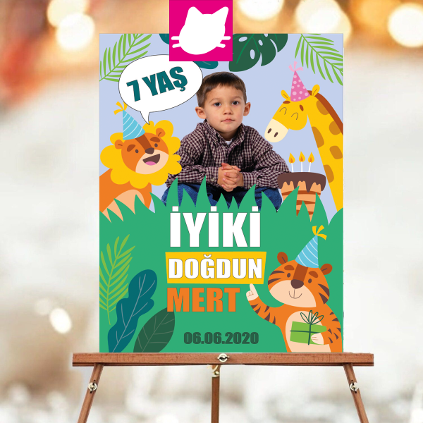 Amazon - Safari Konsept Doğum Günü Panosu / Karşılama Panosu Resimli 50x70 - DGNPN1014