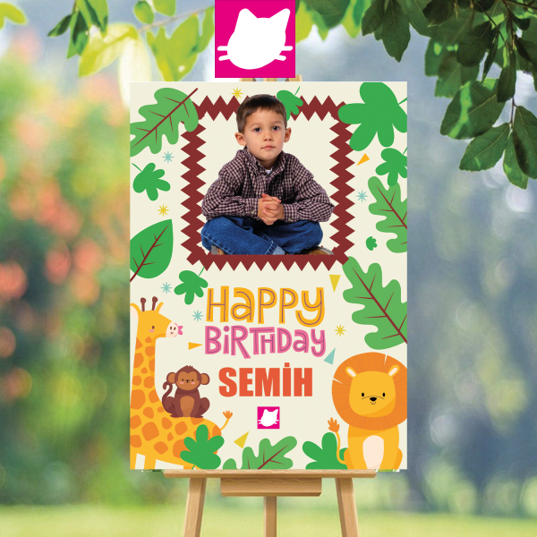 Amazon - Safari Konsept Doğum Günü Panosu / Karşılama Panosu Resimli 50x70 - DGNPN1018