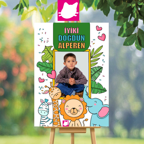 Amazon - Safari Konsept Doğum Günü Panosu / Karşılama Panosu Resimli 50x70   - DGNPN1021