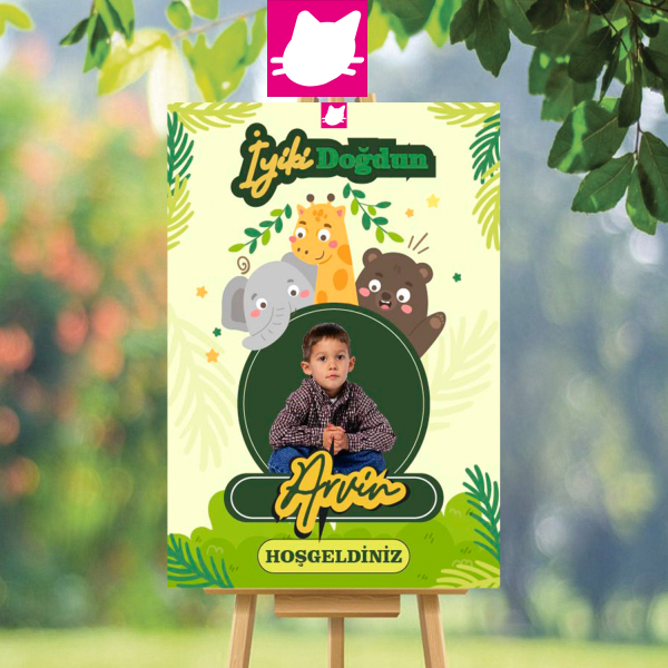 Amazon - Safari Konsept Doğum Günü Panosu / Karşılama Panosu Resimli 50x70   - DGNPN1053