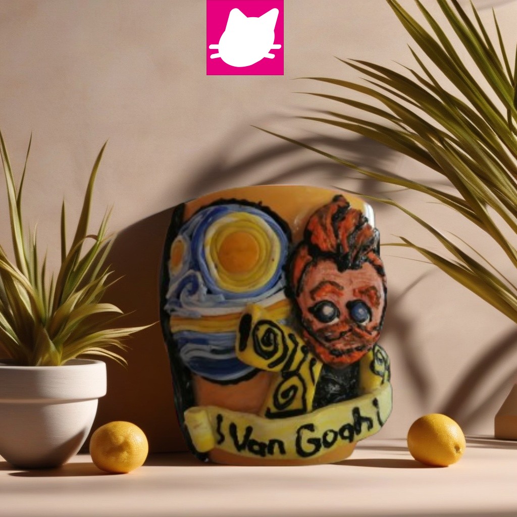 Ressam Vincent Van Gogh Detaylı Polimer Kil Big Boy Kupa Bardak - Görsel 4