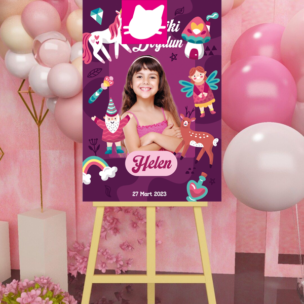 Unicorn Kanatlı At Konsept Doğum Günü Panosu / Karşılama Panosu  50x70 - DGNPN1024