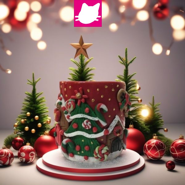Yeni Yıl Noel Evi Çam Ağacı ve Kurabiye Adam Polimer Kil Özel Tasarım Kupa Bardak