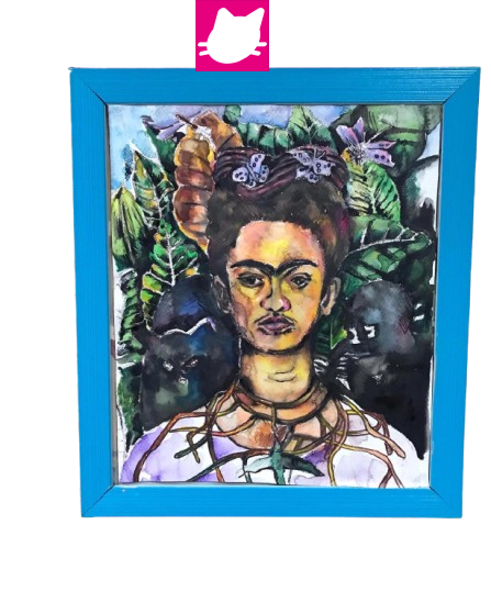Alternative view of Frida Kahlo El yapımı Sulu Boya Tablo