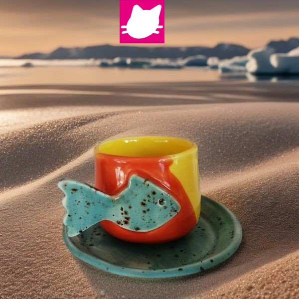 Balık Detaylı Deniz Masalı Seramik Fincan