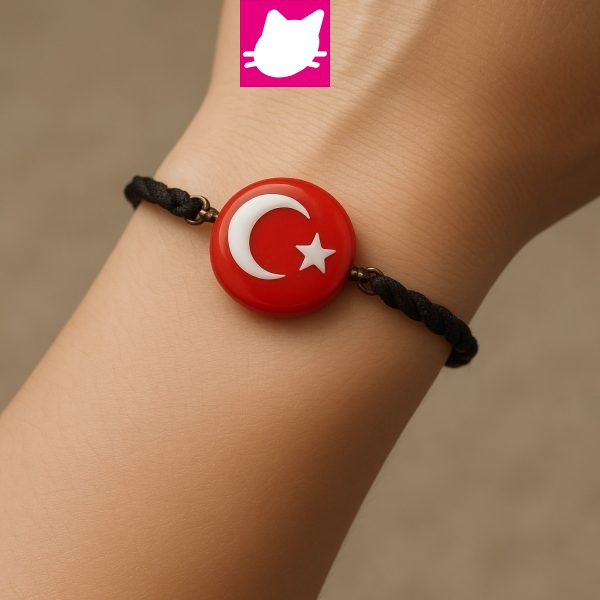 Alternative view of Türk Bayrağı Gerçek Cam Burgu Bileklik