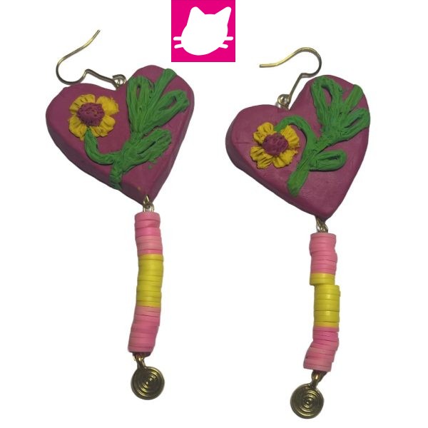 Alternative view of Pembe Kalp Fimo Boncuk Polimer Kil Küpe
