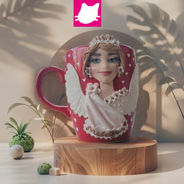 Peri Kiz Sevgililer Günü 3D Kabartma Kupa Bardak